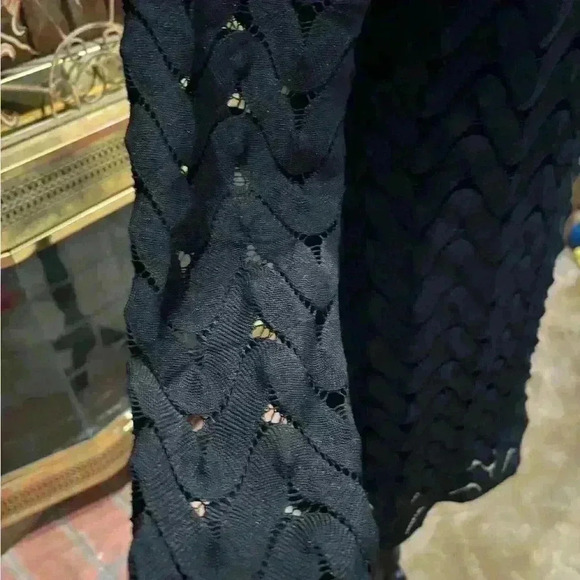 FREE PEOPLE BLACK LACE OVERLAY CUTOUT BACK CROCHET FITTED FORMAL DRESS SIZE SM - Picture 9 of 12